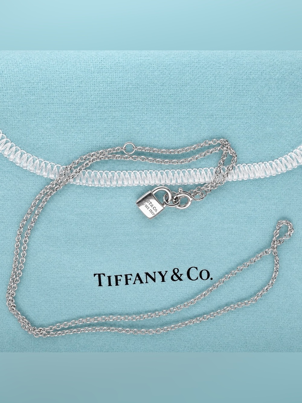 Tiffany & Co Silver Chain with Mini Lock, adjustable, 15-17 inch